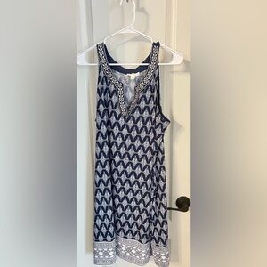 Magnolia Navy and White Patterned V-Neck Tank Top